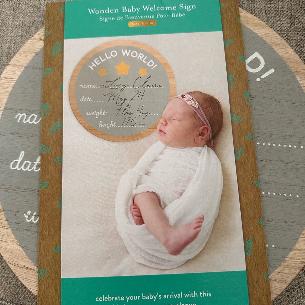 Baby welcome sign new Kate and milo